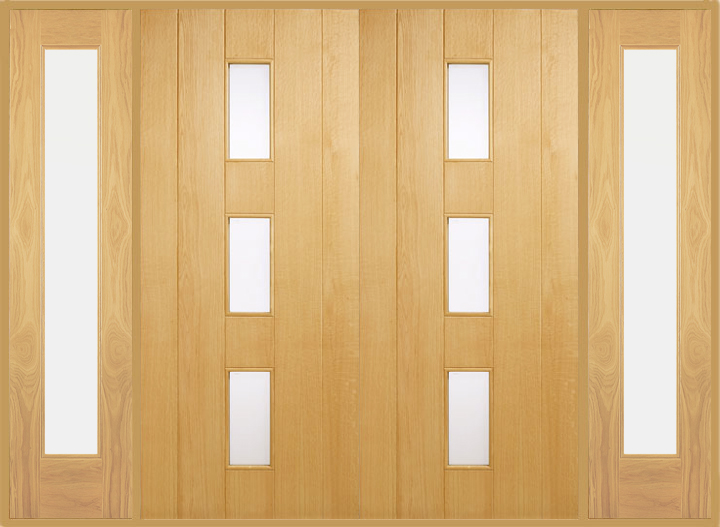 Copenhagen 3 light Double Front Doors With Sidelights